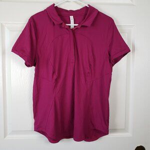 Lululemon Nov 2023 Quick Dry short sleeve Polo Golf Magenta Purple Shirt Size 12